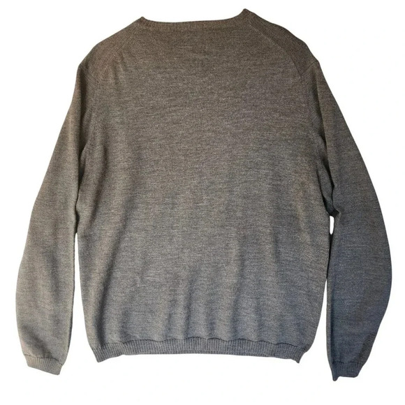 Brooks 100% Merino Wool Sweater Gray Long Sleeve V-Neck Pullover Size XL - Picture 5 of 9